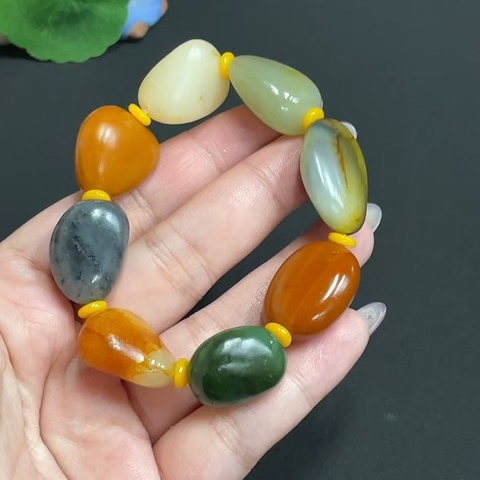 古玩玉器天然和田玉多寶手串真品鑒賞圖