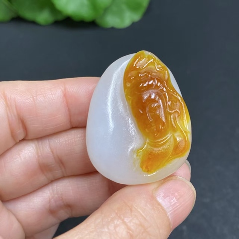 古玩玉器天然和田玉觀音掛件真品鑒賞圖