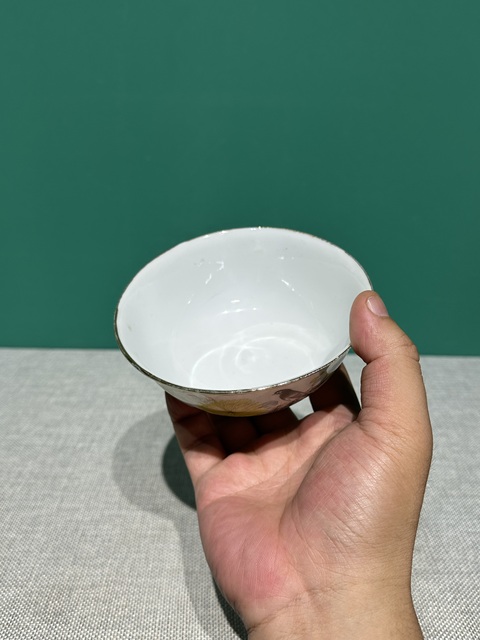 古玩陶瓷民國粉彩花鳥紋碗國慶放漏真品鑒賞圖