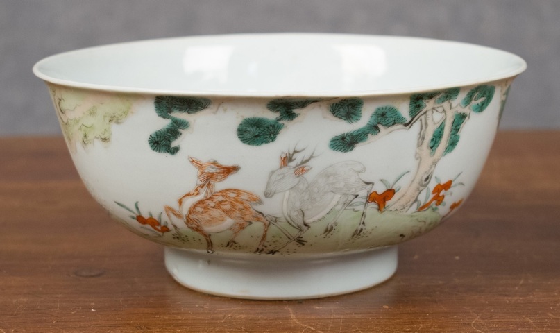 古玩陶瓷松鹿紋碗真品鑒賞圖