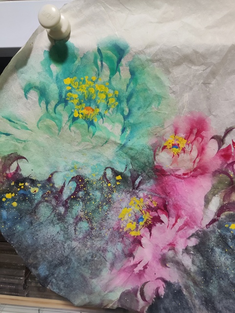 古玩字畫河南名家王萍  鏡心牡丹拍賣，當前價格168元