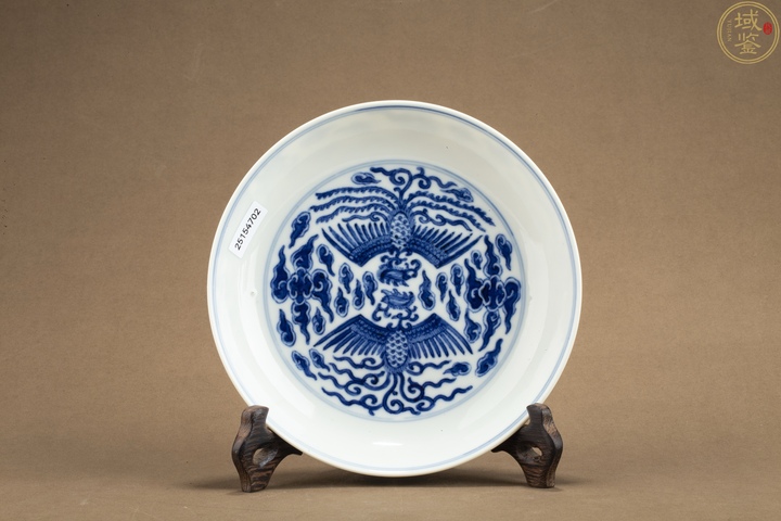 古玩陶瓷青花對頭鳳紋盤真品鑒賞圖