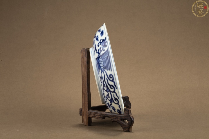 古玩陶瓷青花對頭鳳紋盤真品鑒賞圖