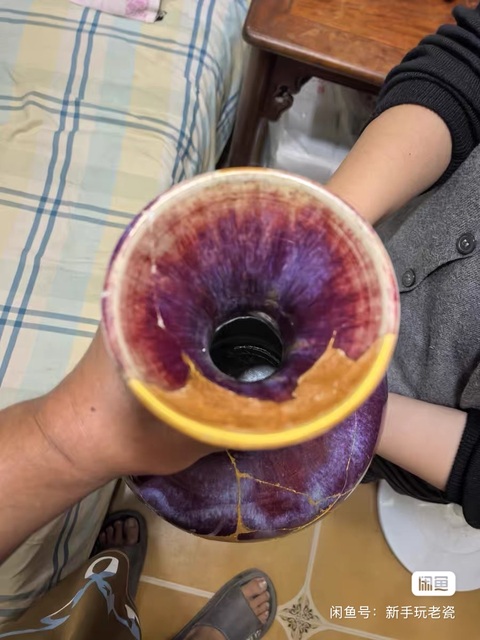 古玩陶瓷鈞紅窯變釉賞瓶真品鑒賞圖