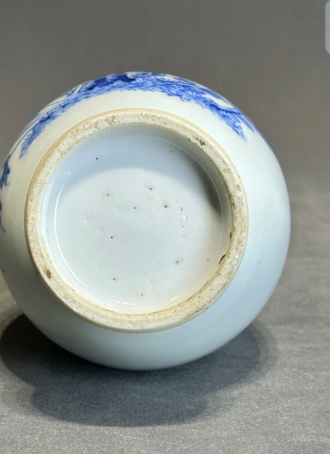 古玩陶瓷青花百財雙清琵琶尊，疑似復窯真品鑒賞圖