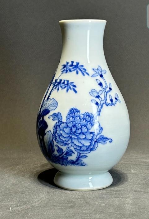 古玩陶瓷青花百財雙清琵琶尊，疑似復窯真品鑒賞圖