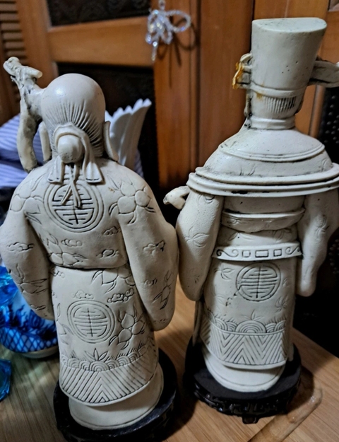 古玩陶瓷白釉壽祿星造像真品鑒賞圖