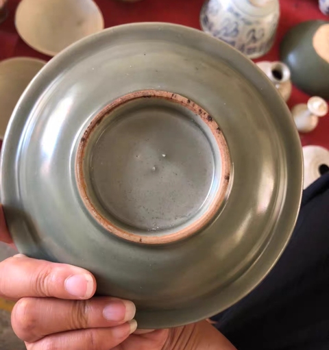 古玩陶瓷龍泉窯青釉洗真品鑒賞圖