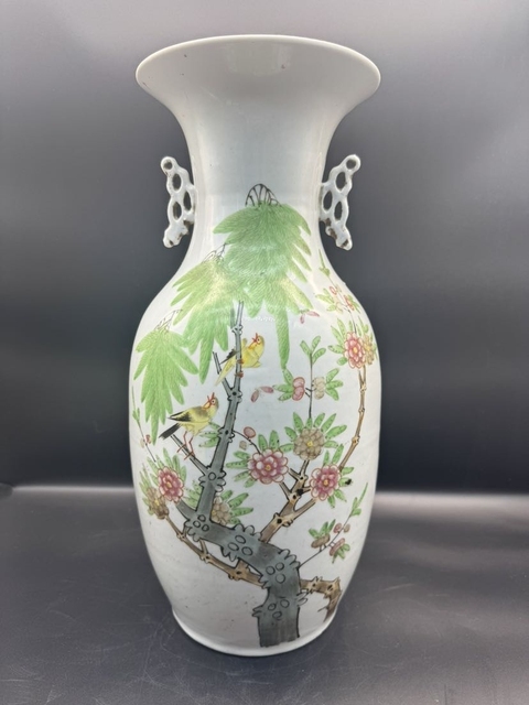 古玩陶瓷（全品）民國時期柳樹黃鶯賞瓶尺寸高42.5cm拍賣，當前價格1988元