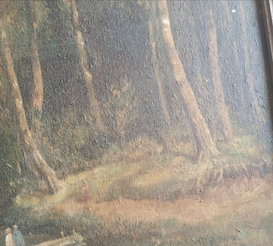 古玩字畫徐悲鴻款油畫風(fēng)景鏡框真品鑒賞圖