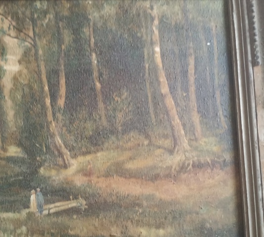 古玩字畫徐悲鴻款油畫風(fēng)景鏡框真品鑒賞圖
