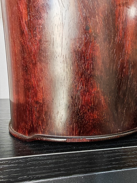 古玩雜項紫檀木雕刻筆筒真品鑒賞圖