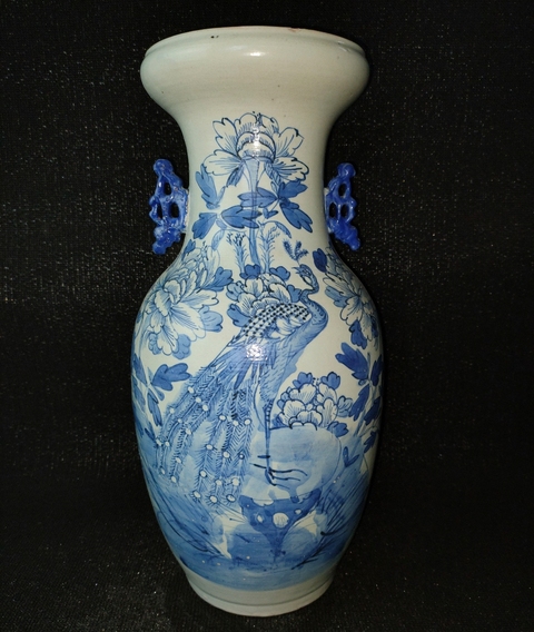 古玩陶瓷青花花鳥紋雙耳瓶真品鑒賞圖