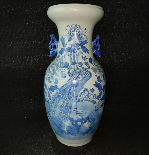 古玩陶瓷青花花鳥紋雙耳瓶真品鑒賞圖