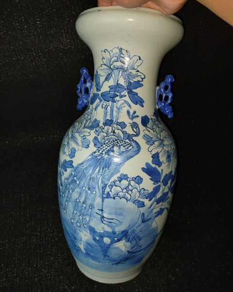 古玩陶瓷青花花鳥紋雙耳瓶真品鑒賞圖