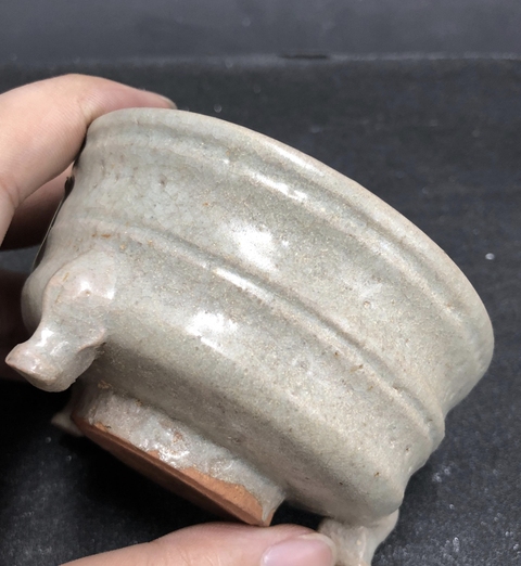 古玩陶瓷明代-龍泉玄紋吊腳爐拍賣，當前價格9999元