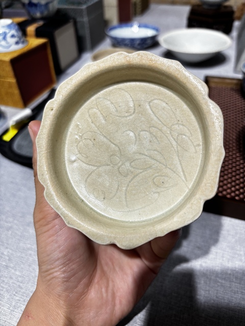古玩陶瓷青白釉刻花洗真品鑒賞圖