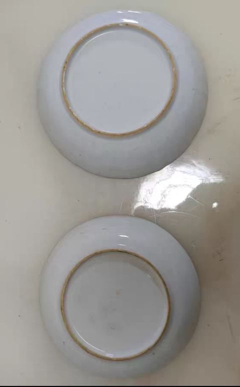古玩陶瓷樓臺亭閣山水紋青花盤真品鑒賞圖