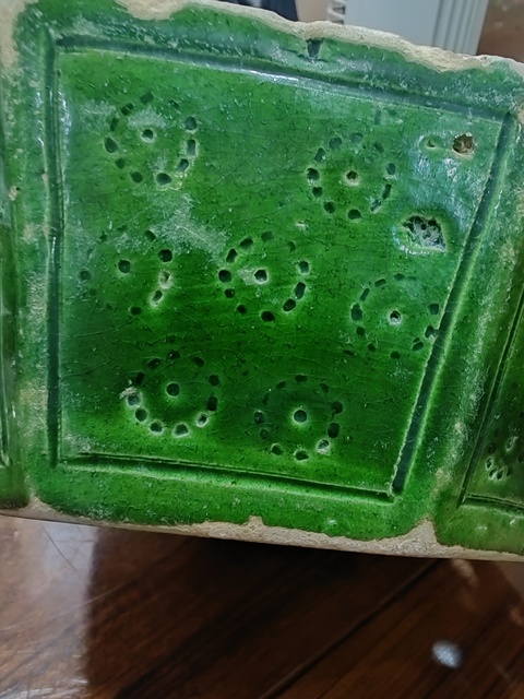 古玩陶瓷綠釉六方洗真品鑒賞圖