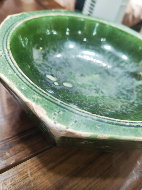 古玩陶瓷綠釉六方洗真品鑒賞圖
