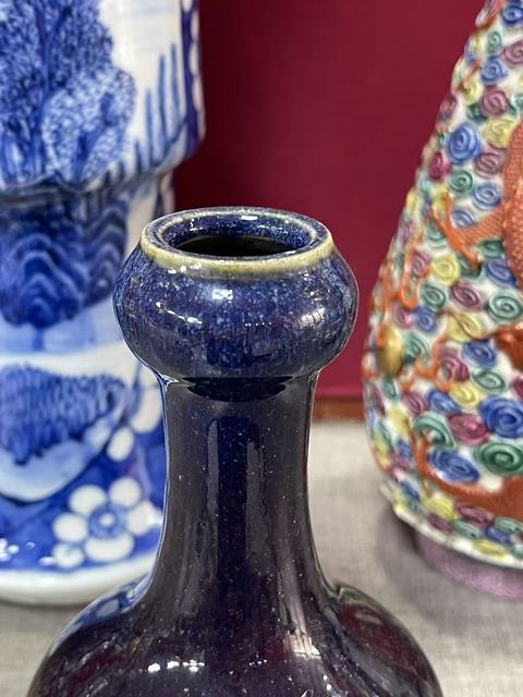 古玩陶瓷窯變釉蒜頭瓶真品鑒賞圖