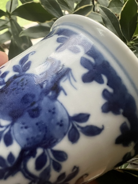 古玩陶瓷花果紋青花高足杯真品鑒賞圖