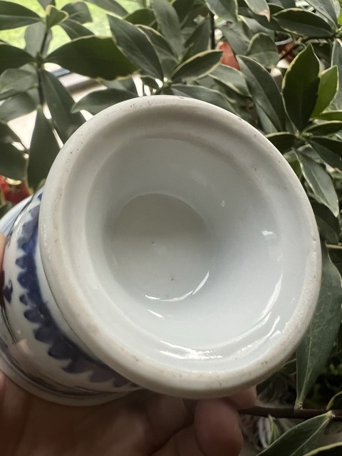 古玩陶瓷花果紋青花高足杯真品鑒賞圖