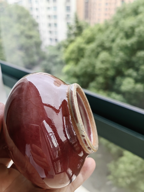 古玩陶瓷郎紅釉荸薺瓶真品鑒賞圖