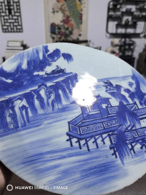 古玩陶瓷青花瓷板真品鑒賞圖