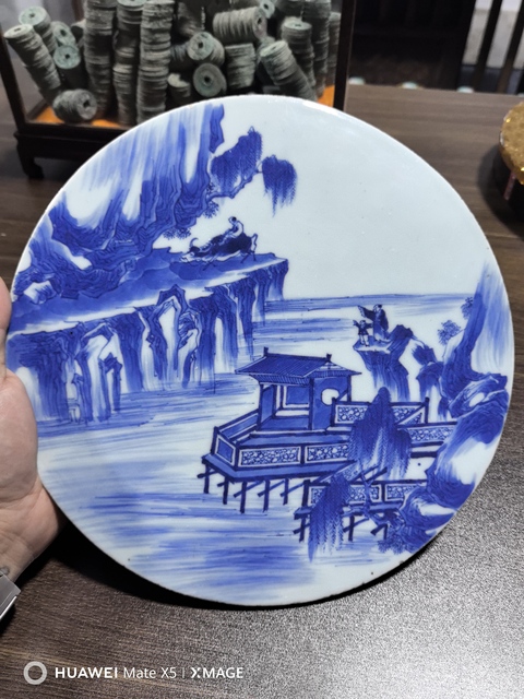 古玩陶瓷青花瓷板真品鑒賞圖