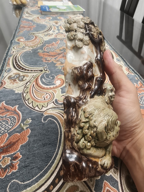 古玩陶瓷晚清民國地方窯獅紋筷子籠真品鑒賞圖