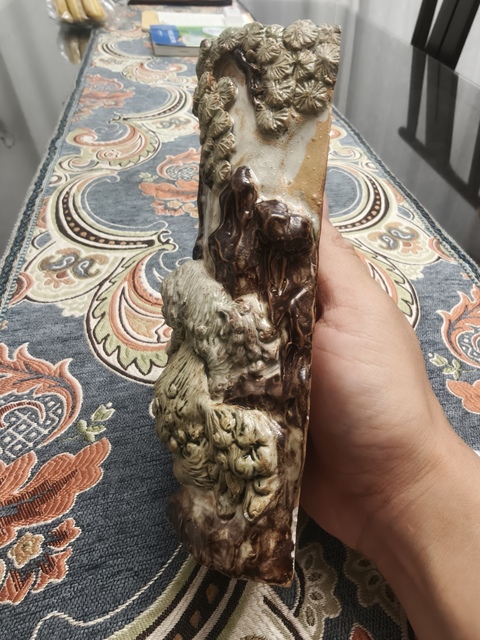 古玩陶瓷晚清民國地方窯獅紋筷子籠真品鑒賞圖