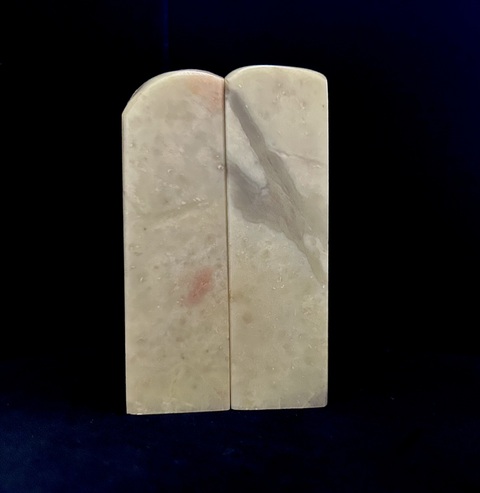 古玩雜項青田石印章一對真品鑒賞圖