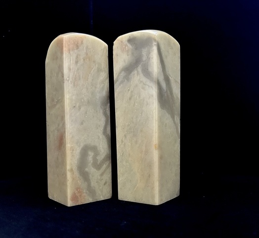 古玩雜項青田石印章一對真品鑒賞圖