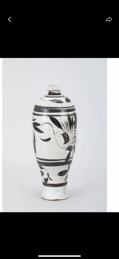 古玩陶瓷磁州窯白地黑花梅瓶真品鑒賞圖