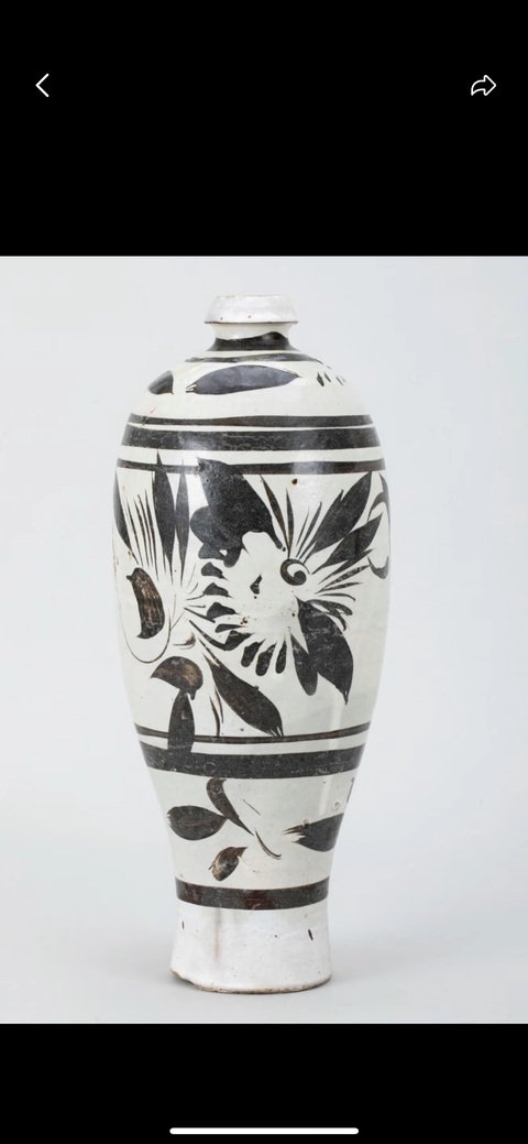 古玩陶瓷磁州窯白地黑花梅瓶真品鑒賞圖