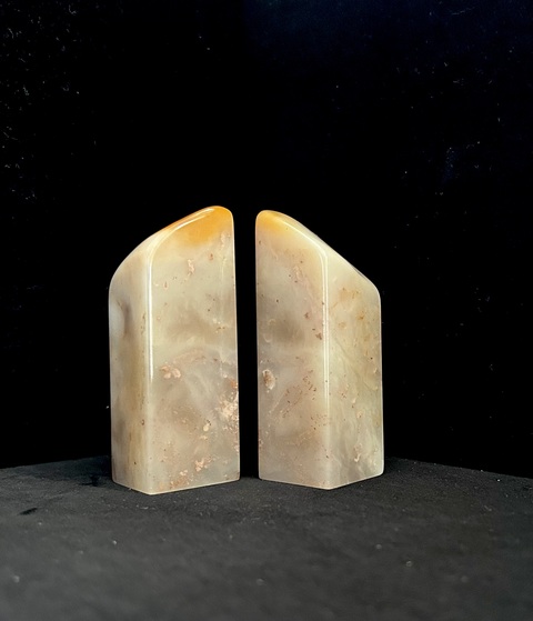 古玩雜項巴林石印章一對真品鑒賞圖