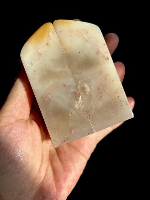 古玩雜項巴林石印章一對真品鑒賞圖