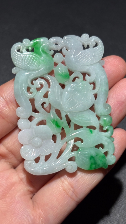 古玩玉器天然翡翠牌真品鑒賞圖