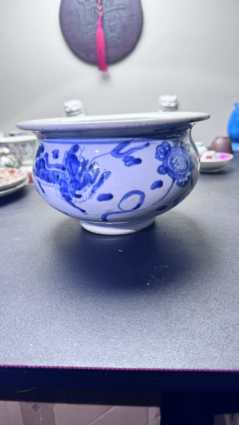 古玩陶瓷清早期青花香爐真品鑒賞圖