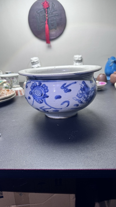 古玩陶瓷清早期青花香爐真品鑒賞圖