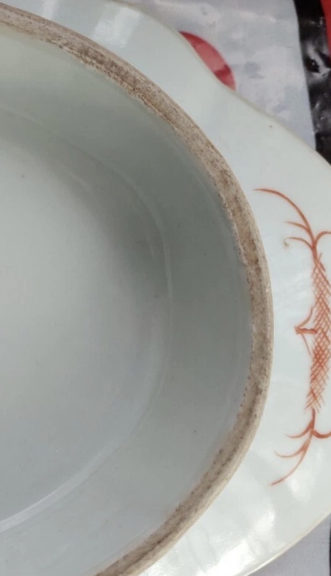 古玩陶瓷粉彩龍紋供盤真品鑒賞圖