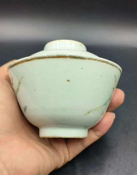 古玩陶瓷麒麟送子粉彩蓋碗拍賣,當前價格499元