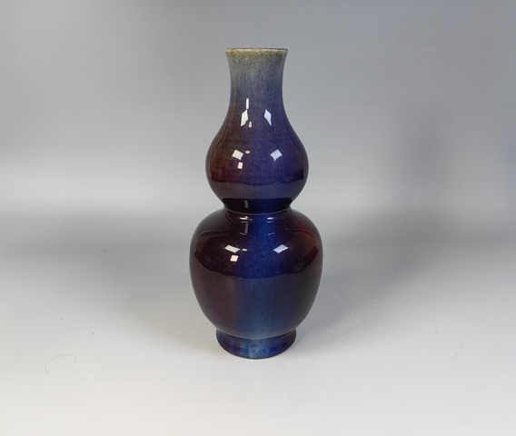 古玩陶瓷清乾隆窯變紫釉葫蘆瓶真品鑒賞圖