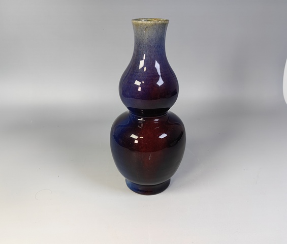 古玩陶瓷清乾隆窯變紫釉葫蘆瓶真品鑒賞圖