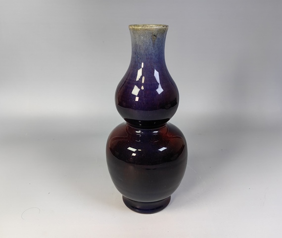 古玩陶瓷清乾隆窯變紫釉葫蘆瓶真品鑒賞圖