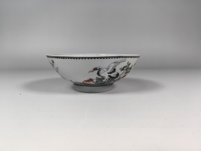 古玩陶瓷民國粉彩松鶴延年碗真品鑒賞圖