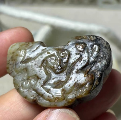 古玩玉器玉螭龍劍格真品鑒賞圖