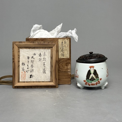 古玩陶瓷清光緒 五彩佛像香爐真品鑒賞圖