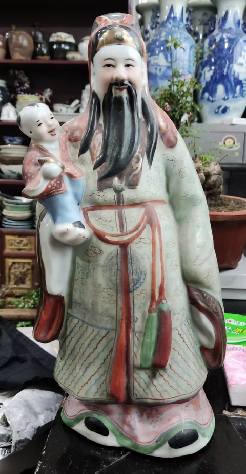 古玩陶瓷福星塑像真品鑒賞圖